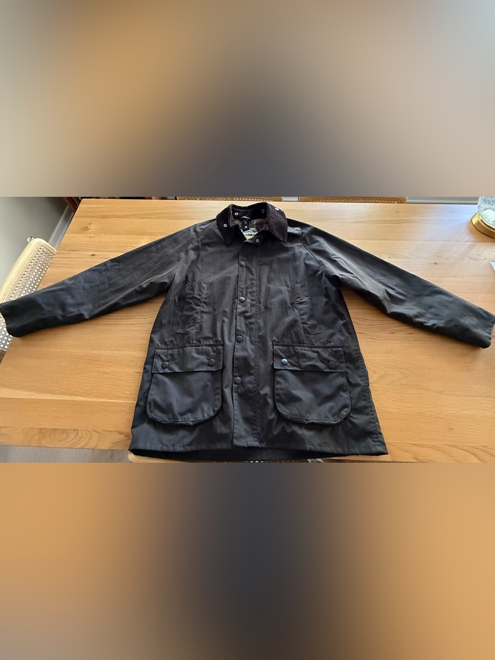 Barbour Men's Brown Waxed Field Jacket with Corduroy Collar